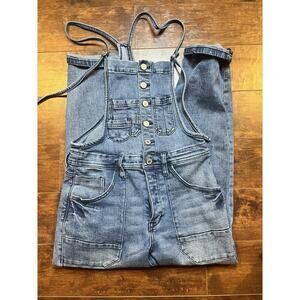 Kancan Marceline Straight Leg Overalls Denim Womens Size Small Button Front